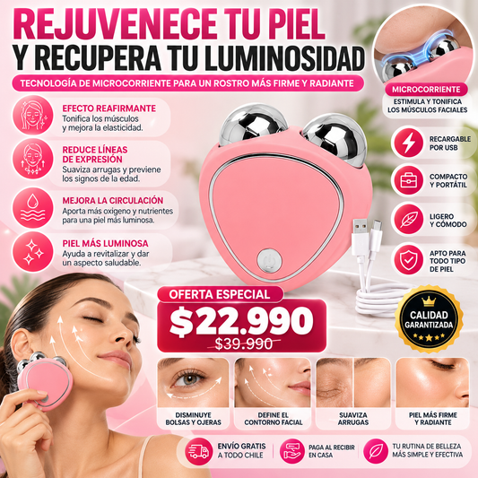 Masajeador facial con microcorriente KAVEN para rutina de skincare en casa