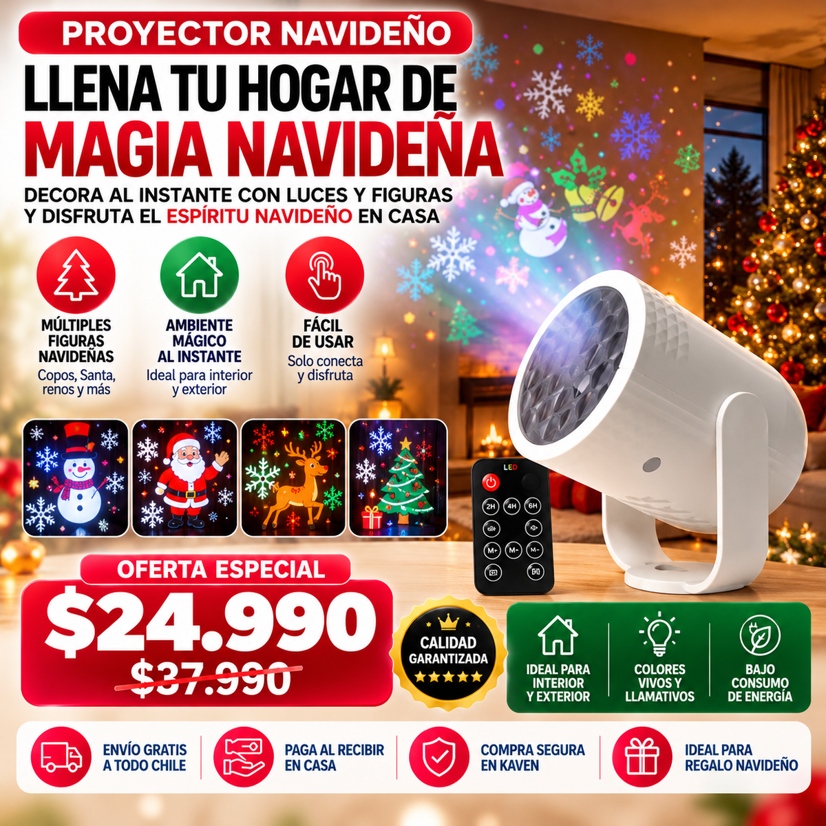 Proyector Navideño LED | Interior y Exterior